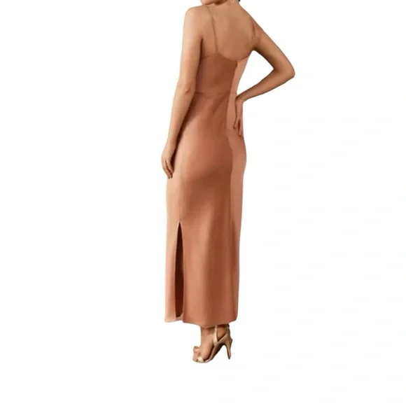 BHLDN x Anthropologie Cali Satin Charmeuse Midi Dress Sedona Sunset Size 10 - Picture 2 of 8
